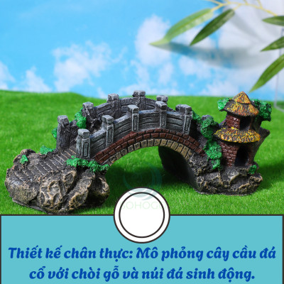 Cầu Trang Trí Hồ Cá Mini Cổ Trang- Mô Hình Cầu Giả Cảnh Quan Cho Bể Cá- Tiểu Cảnh Cầu Đá Phong Cách Cổ Điển- Cầu Giả Mini Decor Bể Cá- Tiểu Cảnh Cầu và Chòi Mini Phong Cảnh Hồ Cá