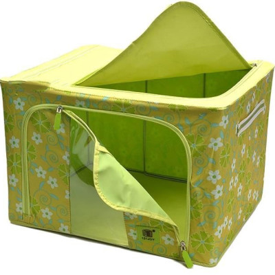 Túi hộp để quần áo ,chăn màn ,đồ dùng đa năng khung thép ,vải dày không thấm nước 66L mầu ngẫu nhiên- Tặng khăn lau 2 mặt siêu thấm đa năng mầu ngẫu nhiên