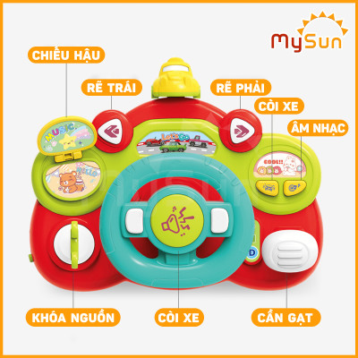 Vô lăng ô tô đồ chơi cho bé gắn xe oto bô lăng mô phỏng tập lái có đèn nhạc tặng PIN 