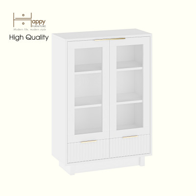HAPPY FURNITURE , Tủ lưu trữ 2 ngăn kéo 2 cửa kính- NAMI, TLT_042 , 70cm x 30cm x 100cm DxRxC