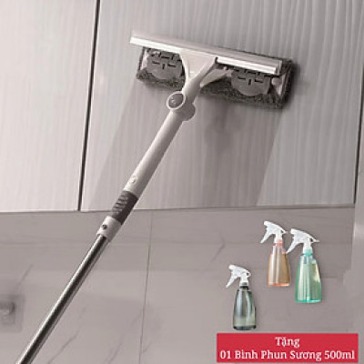 Cây Lau Kính Lau Tường.Chổi Lau Nhà 2 in 1 Thông Minh Cán Dài ( Tặng Bình Phun Sương 500ml) 