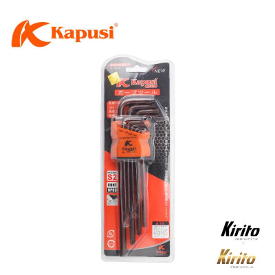 Bộ lục giác bi, bộ hoa thị đầu bông mai có lỗ thép nâu S2 dài Nhật Kapusi JAPAN 9 chi tiết