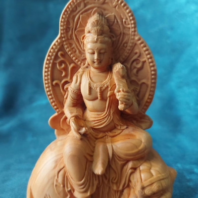 Bộ tượng Phật Văn Thù Bồ Tát và Phổ Hiền Bồ Tát bằng gỗ Bách Nhai - V660