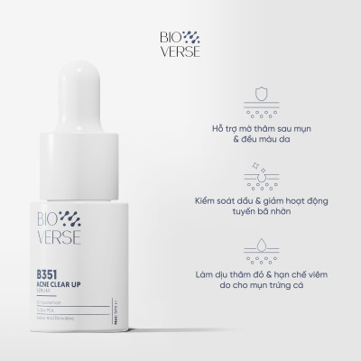 Sample Tinh chất Bioverse hỗ trợ giảm mụn B351 Acne Clear up Serum 5ml