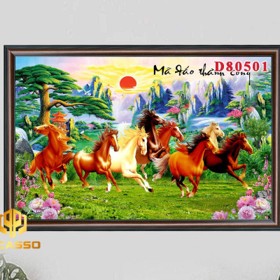 D805 34 Tranh kính Bát mã tung hoành (Được chọn mẫu)