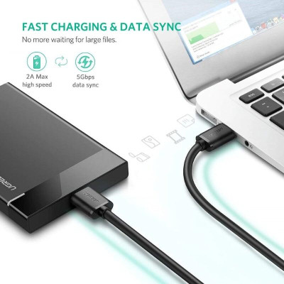 Ugreen UG10840US130TK 0.5M màu Đen Cáp USB 3.0 sang MICRO USB 3.0 cho ổ cứng - HÀNG CHÍNH HÃNG