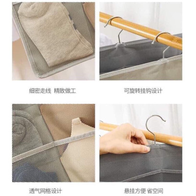 Túi đựng đồ lót, tất vớ, 2 mặt 30 ngăn có móc treo PaKaSa - Hàng chính hãng (Màu xám/da, giao màu ngẫu nhiên)