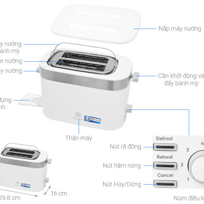 Máy nướng bánh mì Electrolux E2TS1-100W - Hàng chính hãng