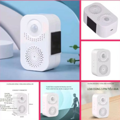 BỘ CHUÔNG CỬA BÁO KHÁCH KHÔNG DÂY CẢM BIẾN HỒNG NGOẠI GHI ÂM GIỌNG NÓI HÀNG CHUẨN