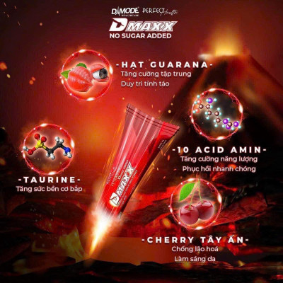 DMAXX thức uống bổ sung vitamin năng lượng không đường DAMODE 36 gói màu đỏ mỗi gói 2,2gr