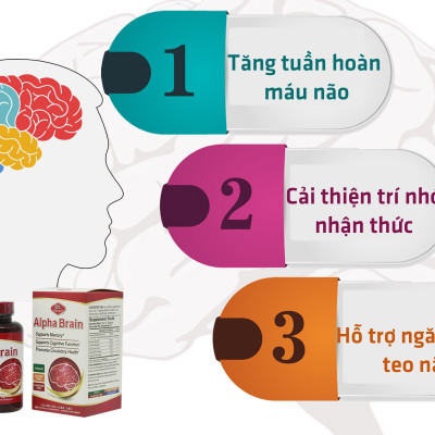 Viên uống bổ não Alpha Brain Olympian Labs Mỹ 60 viên chứa ginkgo biloba giúp tăng cường tuần hoàn não