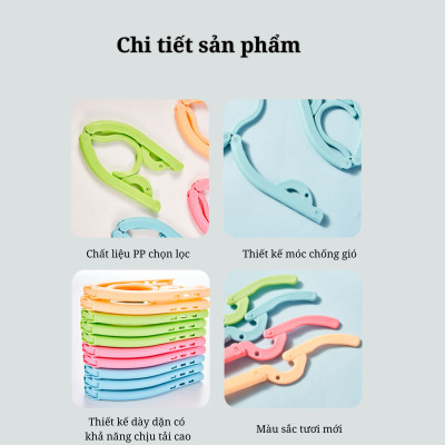 Móc treo quần áo gập gọn Suncojia, móc treo quần áo di động đa năng đi công tác, du lịch, gói 10 cái
