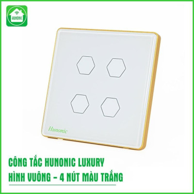 Công Tắc Cảm Ứng Hunonic Luxury Hình Vuông, Điều Khiển Từ Xa Bằng Điện Thoại