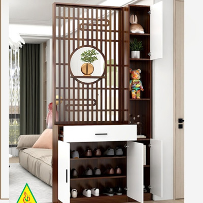 Vách ngăn phòng khách, vách ngăn tủ kệ bằng gỗ VNTK408- Nội thất lắp ráp Viendong Adv