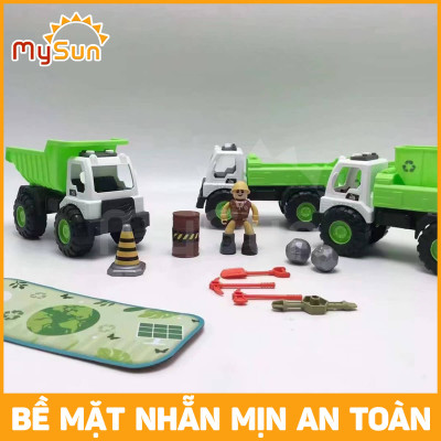 Xe chở rác đồ chơi cho bé mô hình xe ô tô chở rác khổng lồ xe dọn rác vệ sinh MySun