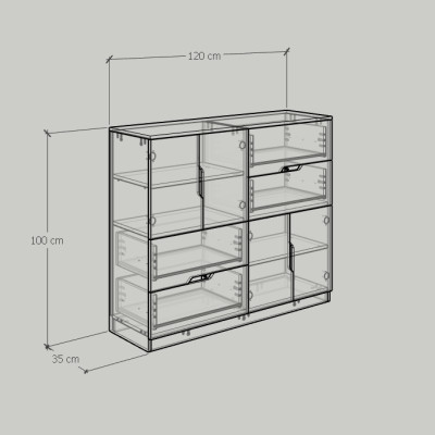 [Happy Home Furniture] DASH , Tủ đựng đồ 4 ngăn kéo- 4 cửa mở , 120cm x 35cm x100cm ( DxRxC), THK_057