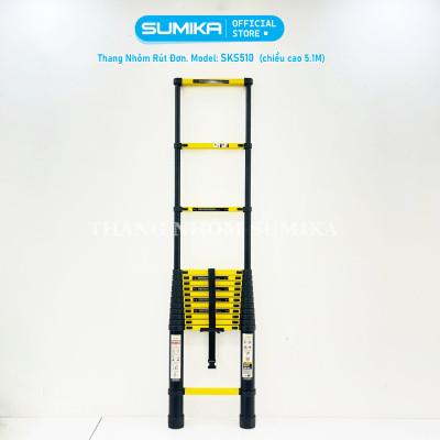 Thang nhôm rút gọn Sumika SKS510 - Chiều cao tối đa 5.1m, sơn tĩnh điện, chống trầy xước
