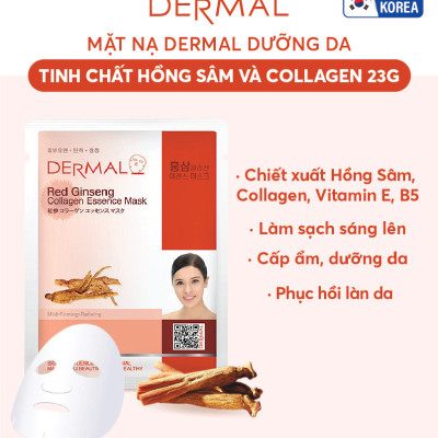 [ Mua 10 tặng 2 ] Mặt nạ dưỡng da Dermal tinh chất hồng sâm và collagen 23g