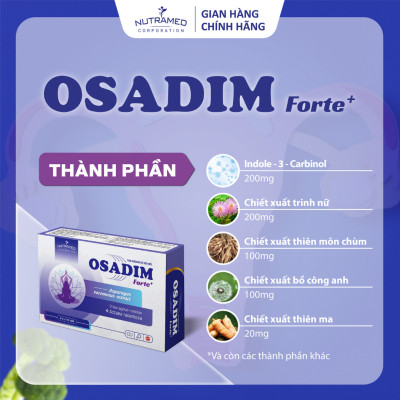 Osadim Forte hỗ trợ đ.i.e.u t.r.ị u xơ tử cung, u nang buồng trứng, cân bằng hormone (40 viên) - Nutramed