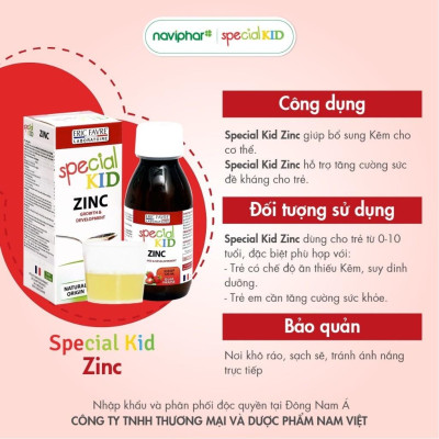 Siro Special Kid Zinc - Bổ sung kẽm cho trẻ đề kháng kém, biếng ăn, kém ăn, tiêu chảy - 125ml - Hàng Chính Hãng