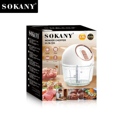 Máy xay thịt đa năng SOKANY SK-7036 công suất cao 750W, cối thủy tinh cao cấp dung tích 2.5L - HÀNG CHÍNH HÃNG