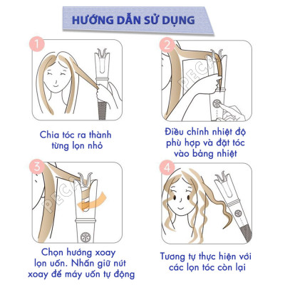 Máy uốn tóc xoay tự động Kemei KM-2063 điều chỉnh 12 mức nhiệt độ phù hợp với mọi loại tóc - Hàng chính hãng