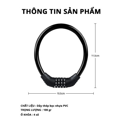 Khóa Số Xe Đạp , xe máy Khóa Dây Chống Trộm Xe Máy Chống Cắt Mật Mã 4 Số Lõi Thép Cao Cấp Không Lo Mất Chìa Khóa Cleacco Boro Sport
