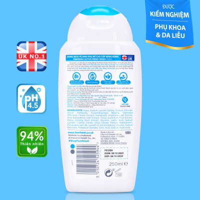 Dung dịch vệ sinh cho cả nữ và nam Femfresh Anh giúp làm sạch sẽ, thơm mát, ngăn ngừa viêm, ngứa, nấm phụ khoa - OZ Slim Store
