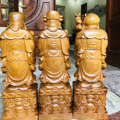 Bộ tam đa phúc lộc thọ gỗ bách xanh thơm nức kt cao 50 