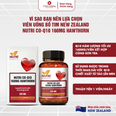 Bộ Sản Phẩm Bổ Tim, Bổ Xương Khớp New Zealand: Bổ Tim Nutri Co Q10 160g Hawthorn -30 Viên; Go Glucosamine 1-A-Day 1500mg