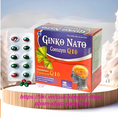 Viên uống bổ não Ginko nato coenzyme q10 - Hộp 100 viên - Giúp hoạt huyết, giảm xơ vữa động mạch, tăng