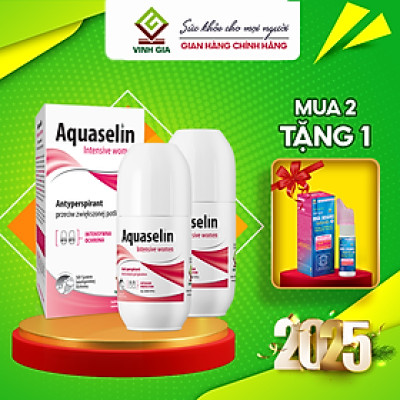 Combo 2 Lăn Khử Mùi AQUASELIN Intensive Women Không Thâm Nách Giảm Mồ Hôi - Dung Tích 50ml