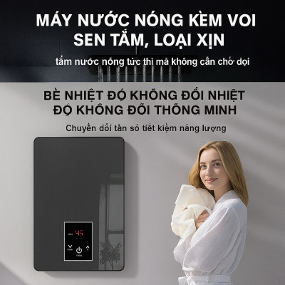 Máy Nước Nóng Trực Tiếp Màn Hình LCD – An Toàn Chống Giật, Cảm Biến Nhiệt, Kèm Vòi Sen Đẹp