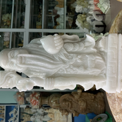 Bộ Tượng Tam Đa (Phúc Lộc Thọ) Đá Cẩm Thạch Trắng - cao 30cm