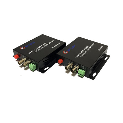 Bộ chuyển đổi video sang quang 2 kênh GNETCOM HL-2V1D-20T/R-720P (2 thiết bị,2 adapter,cổng điều khiển) - Hàng Chính Hãng