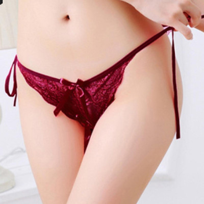 Quần lót chất ren cao cấp buộc dây sexy - Màu đỏ mận