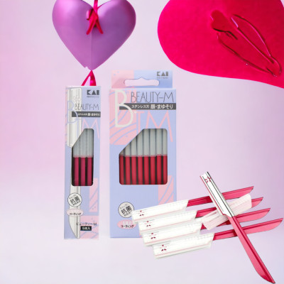 Dao Cạo Lông Mày Cán Dài Lưỡi Dao Thép không Gỉ Kai Beauty M-07422