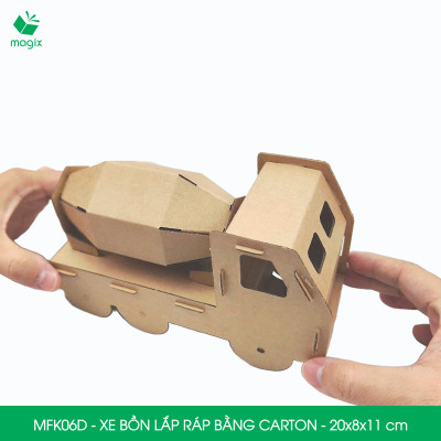 MFK06D - Xe bồn carton - 20x8x11 cm - Đồ chơi lắp ráp mô hình từ bìa carton cứng cao cấp