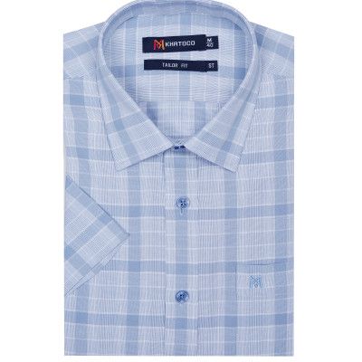 Áo sơ mi nam tay ngắn form suông vạt ngang Khatoco A1MN538T2-CNCR314-2504-N công nghệ NANO