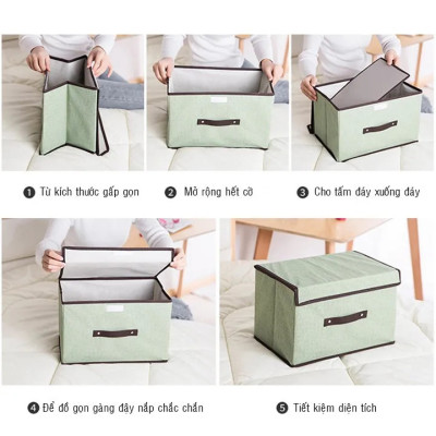 Combo 2 Hộp Vải Đựng Quần Áo, Đồ Dùng Đa Năng Khung Giấy Cứng, Tiện Lợi, Đa Năng đựng quần áo, chăn màn - HENRYSA