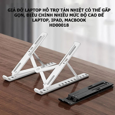 Giá Đỡ Laptop Hợp Kim Nhôm Cao Cấp Có Thể Gấp Gọn, Giúp Tản Nhiệt Laptop, dành cho Macbook, Máy Tính Xách Tay. 07 Vị Trí Điều Chỉnh Góc Độ. Hàng Chính Hãng