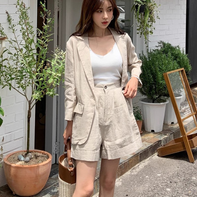 Set bộ vest Balzer Linen ve vuông túi đắp Form rộng kèm quần short Haint Boutique Bv06