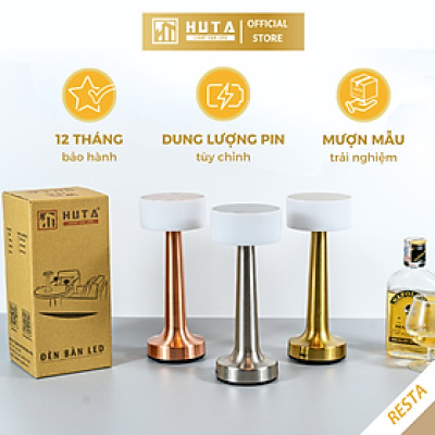 Đèn Bàn Led Quầy Bar HUTA RESTA Cảm Ứng Pin Sạc Điều Chỉnh Ánh Sáng Trang Trí Nhà Hàng Quán Cà Phê Lounge Sự Kiện