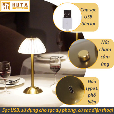 Đèn Bàn Led Quầy Bar Nhà Hàng HUTA RESDUNON Cảm Ứng Tích Điện Điều Chỉnh Ánh Sáng Trang Trí Quán Cà Phê Phòng Ăn