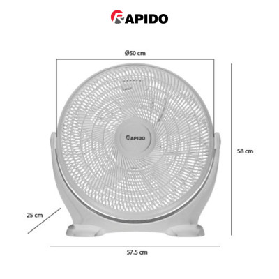 Quạt sàn Rapido RWF-20AFM đường kính 50cm, siêu êm, cao cấp, bảo hành 1 năm - Hàng chính hãng
