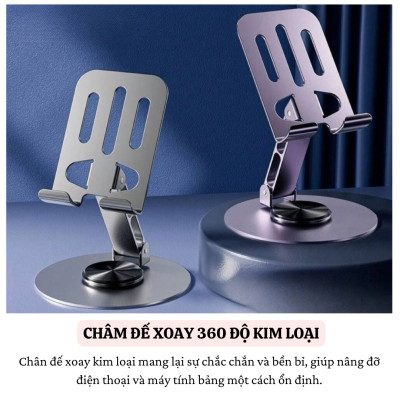 Giá đỡ điện thoại hợp kim Xoay 360° HOTCASE ALU Điều Chỉnh Độ Cao và Góc Xoay Tùy Ý cho iPhone 16 15 14 13 12 11 A55 A35 Huawei Oppo Xiaomi - Hàng nhập khẩu