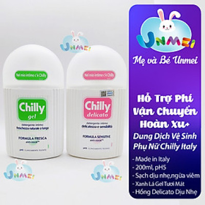 Dung dịch vệ sinh phụ nữ Chilly Gel - Se se lạnh, bùng tươi mát - số 1 tại Italy - (200ml/chai)