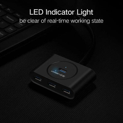 Ugreen UG20290CR113TK 50CM màu Đen Bộ chia HUB USB 3.0 sang 4 USB 3.0 hỗ trợ nguồn 5V - HÀNG CHÍNH HÃNG