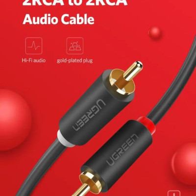 Ugreen UG10520AV104TK 5M màu Đen Cáp âm thanh Bông sen 2 ra 2 dương - HÀNG CHÍNH HÃNG
