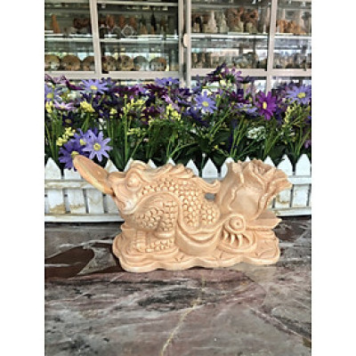 Tượng Cóc Ba Chân, Cóc Ngậm Tiền, Thiềm Thừ phong thủy cõng bắp cải chiêu tài lộc đá cẩm thạch vàng cà rốt - Dài 20 cm